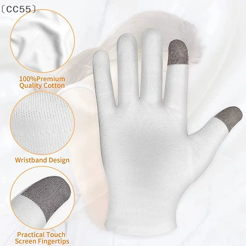 tipoCC55 pratiqueCC55 fonteМягкие хлопковые увлажняющие перчатки для сухих потрескавшихся рук перед сном Спа-лосьон с фиксацией отшелушивающего лосьона