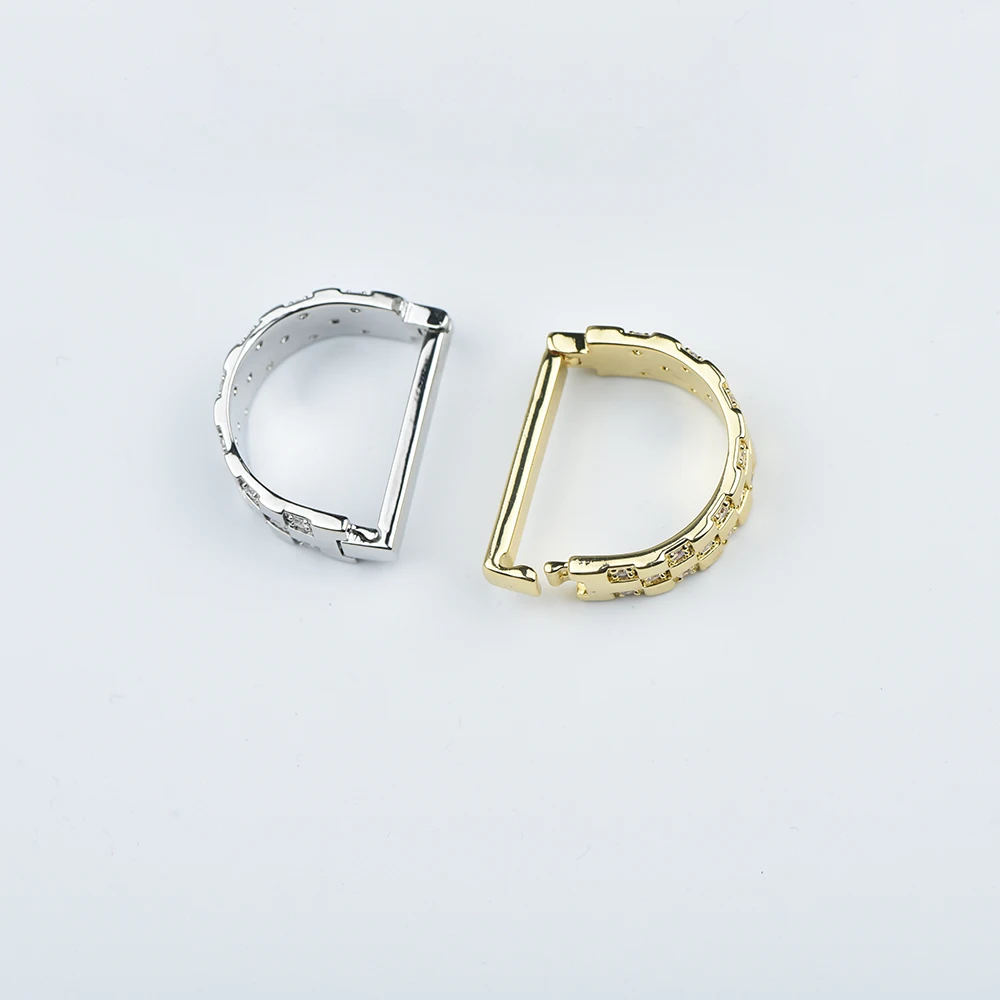 ICEYY Square Grid Crystal Tie Clip Tie Ring for Man Luxury Zircon D-shaped Buckle Ring Wedding Business Jewelry Accessories