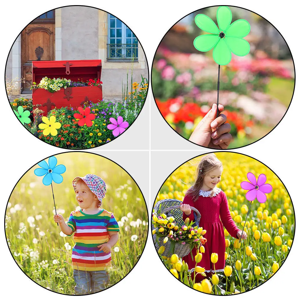 

4Pcs Cloth Wind Pinwheels Colorful Garden Lawn Decoration Outdoor Kids Gift Brighten Party Yard Windmill