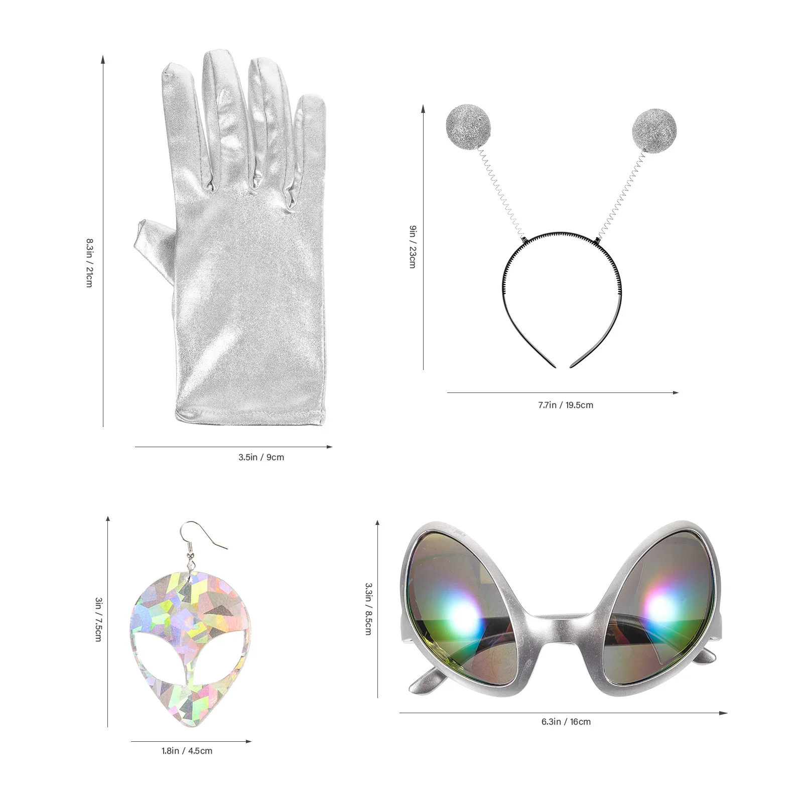 1 set 1 set fascia per capelli occhiali guanti accessori puntelli per costumi per cosplay festival spiaggia Halloween musica rave decorativa