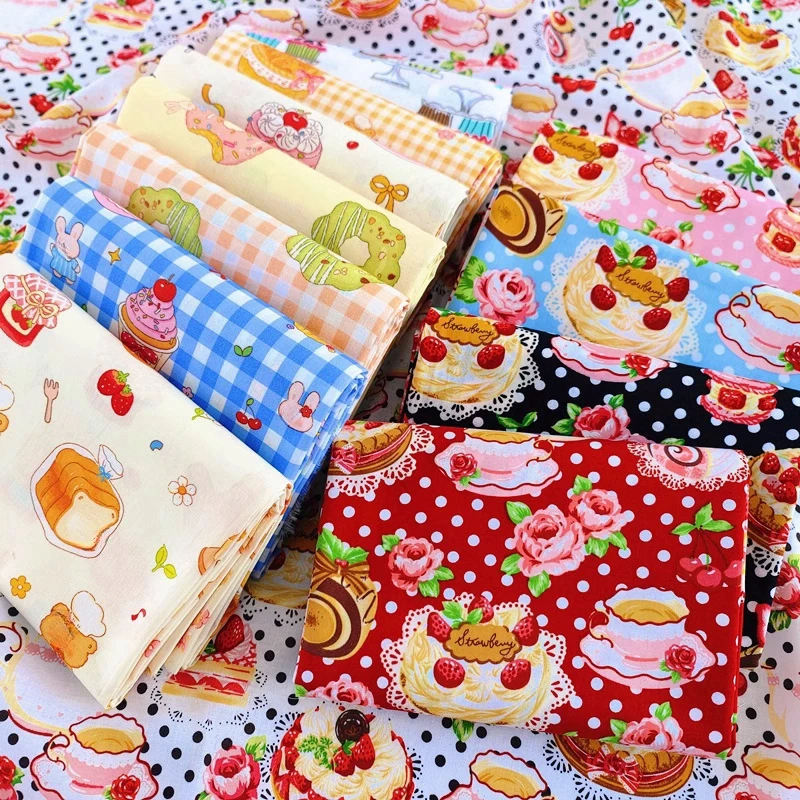 140x50cm 40s Cotton Dessert Cake Fabric Pastry Layout Background Children's Ing Pajamas Dress Handmade Sewing Cloth