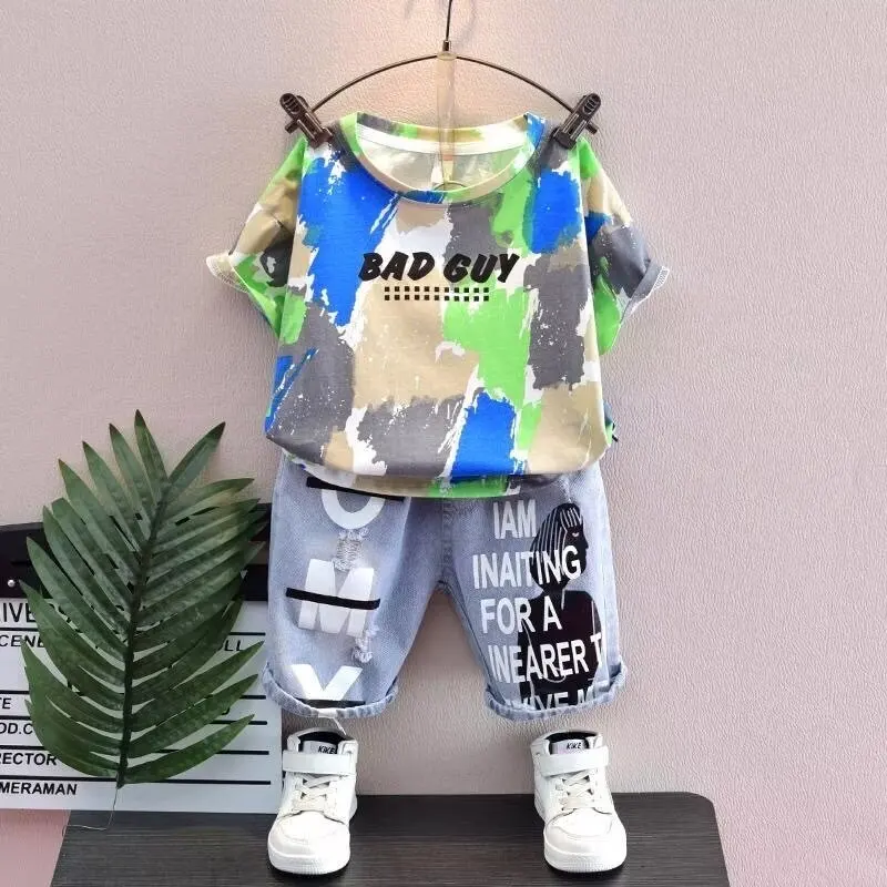 Summer Tracksuit For Boys Set Boy Letter Boy Children Clothing Two piece set Kids Outfits2024 New image 2