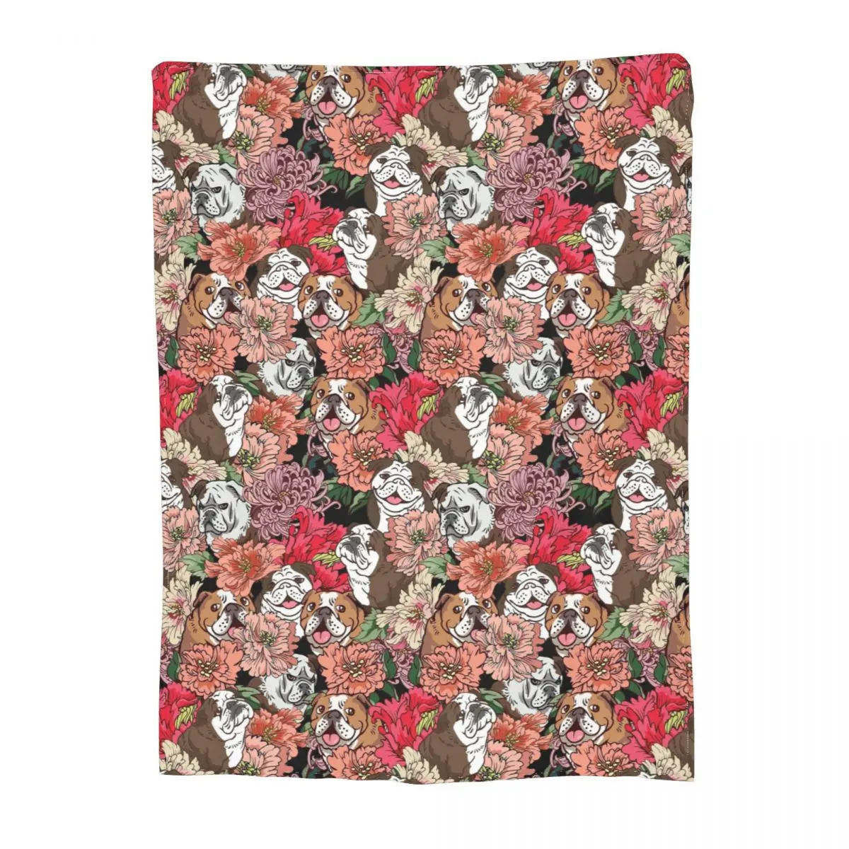 Because English Bulldog Floral Blossom Blankets Flannel Spring Autumn Cozy Super Soft Throw Blankets for Sofa Office Quilt