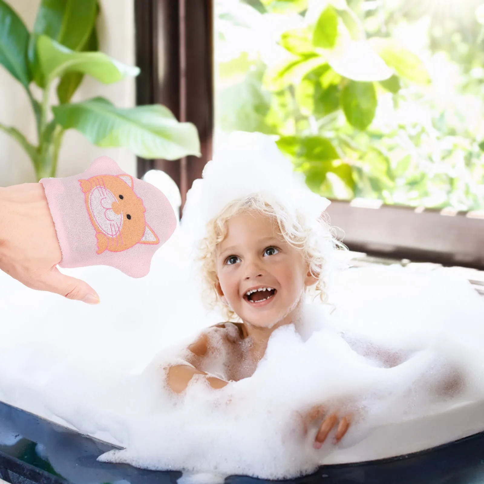 

2Pcs Baby Bath Sponge Shower Towels Cotton Kids Exfoliating Mitts Lightweight Portable Newborn Infant Cartoon Star Shape Strong