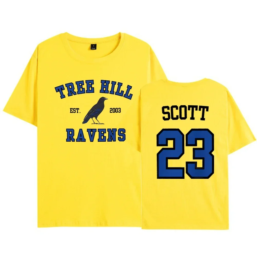 تي شيرت نسائي من One Tree Hill قميص شجرة هيل الغراب قميص ناثان سكوت 23 كارولينا الشمالية تي شيرت تلفزيوني OTH Merch 2 قطع علوية مطبوعة جانبية