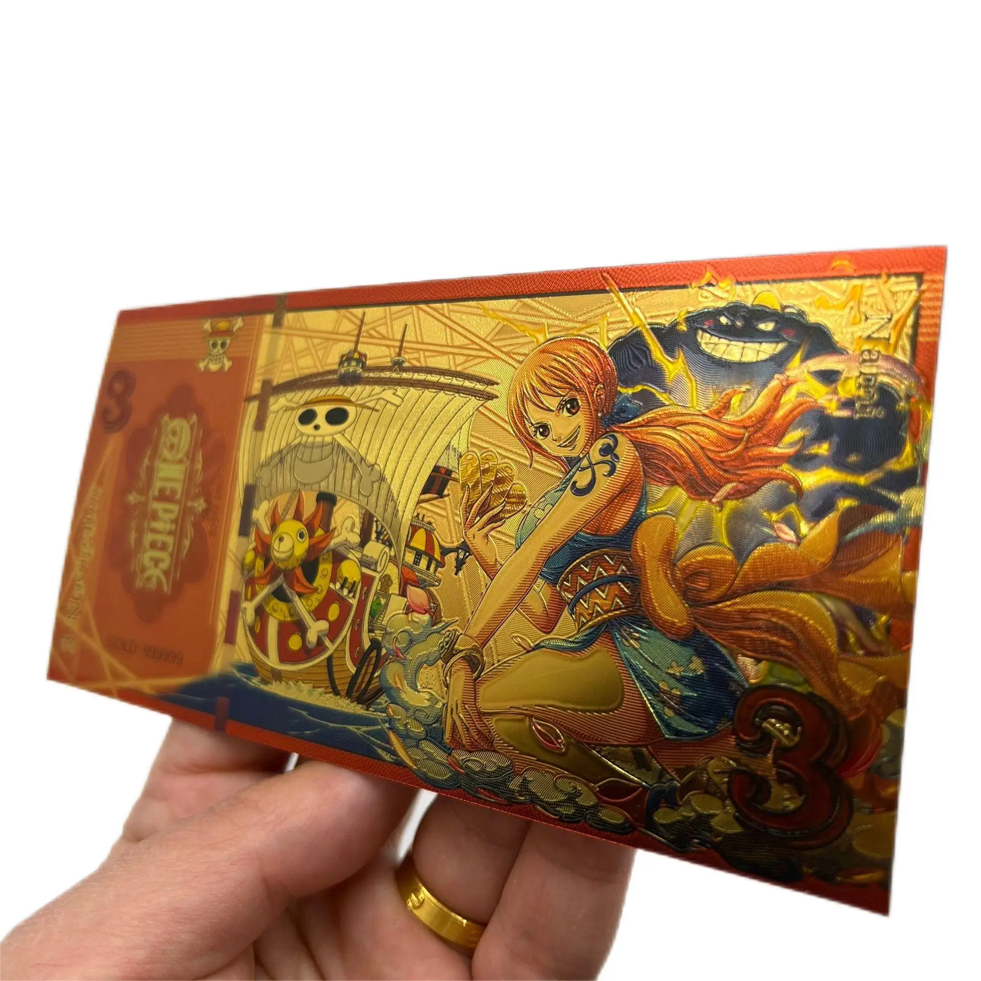 Anime One Piece Figure Colored Commemorative Coins Collection Card The Fifth Sea Emperor Series 3D Toys