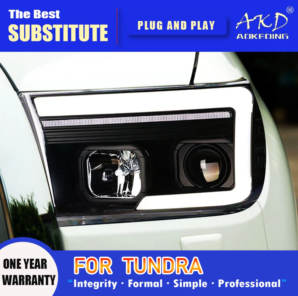 

AKD Head Lamp for Toyota Tundra LED Headlight 2007-2013 Headlights Sequoia DRL Turn Signal High Beam Angel Eye Projector Lens