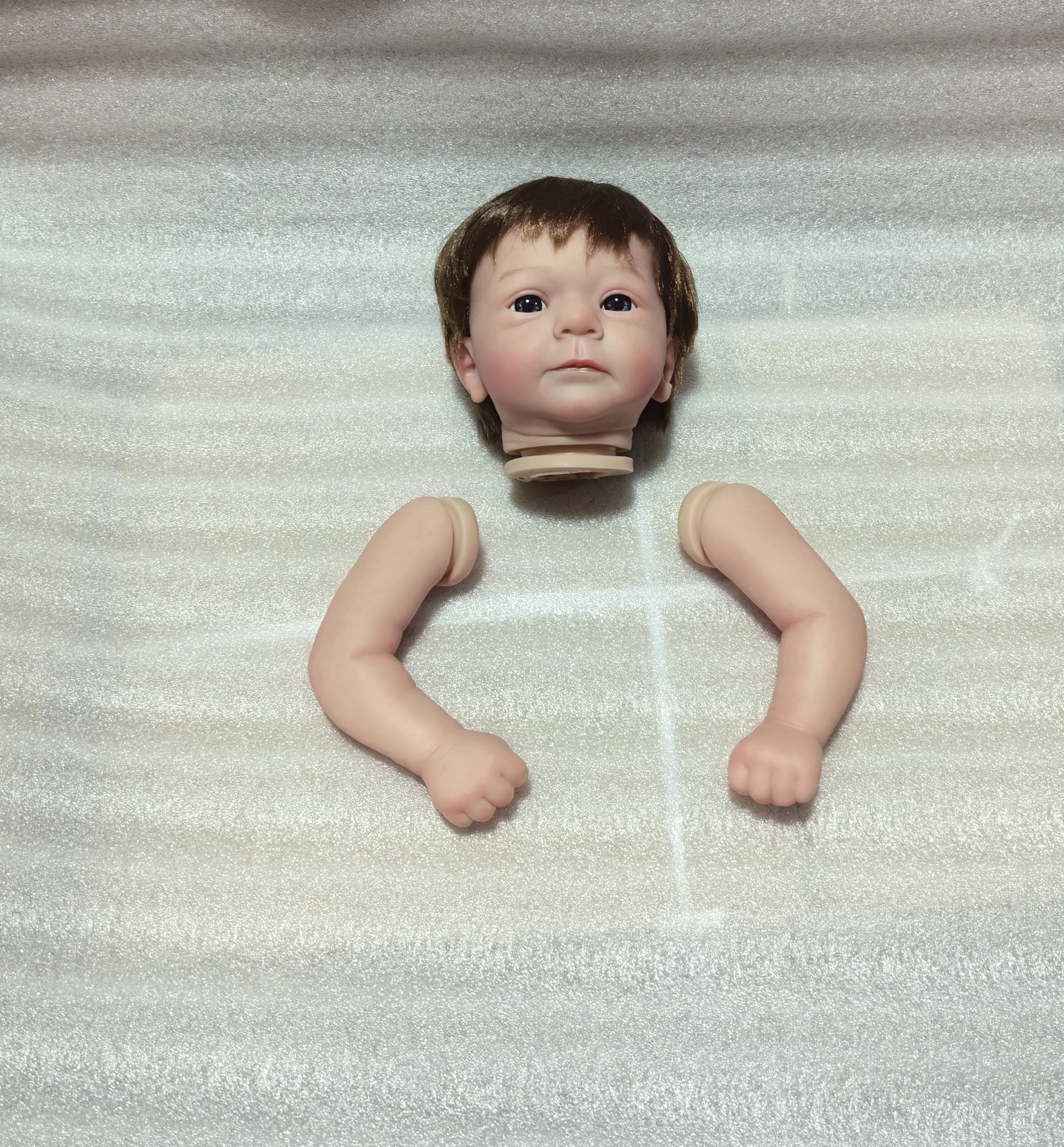 NPK 19inch Lifelike Reborn Doll Kit - Awake Baby Fecilia Already Painted Unfinished Doll Parts for DIY Baby Toy Creation