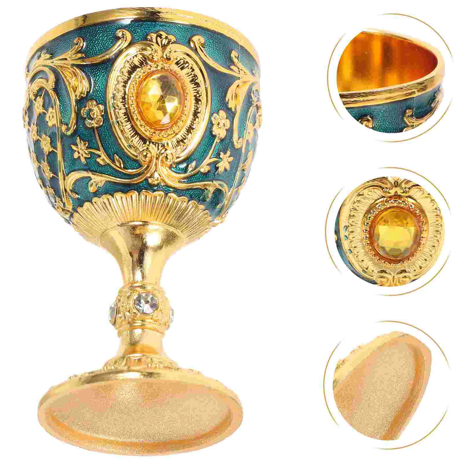 الأوروبي الزجاج الذهب Chalice الرجعية النار الكؤوس بالتواصل الاحتفالية عرض القرون الوسطى حامل المياه المقدسة نظارات كوكتيل #4