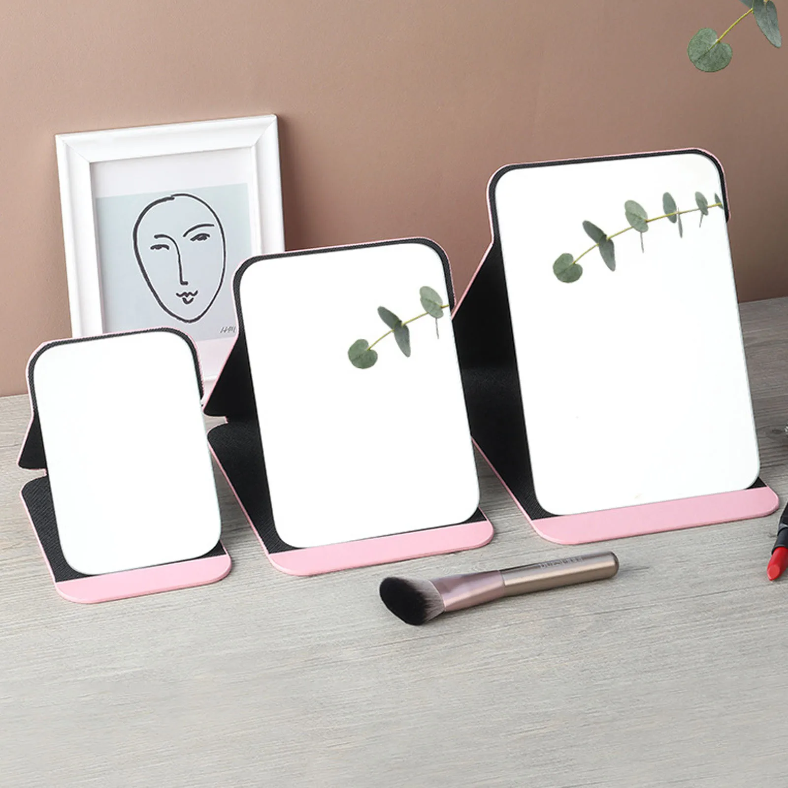 3 Sizes Foldable Ultra-thin Cosmetic Mirror Portable Stainless Steel Makeup Mirror Single-side Compact Vanity Mirror Makeup Tool