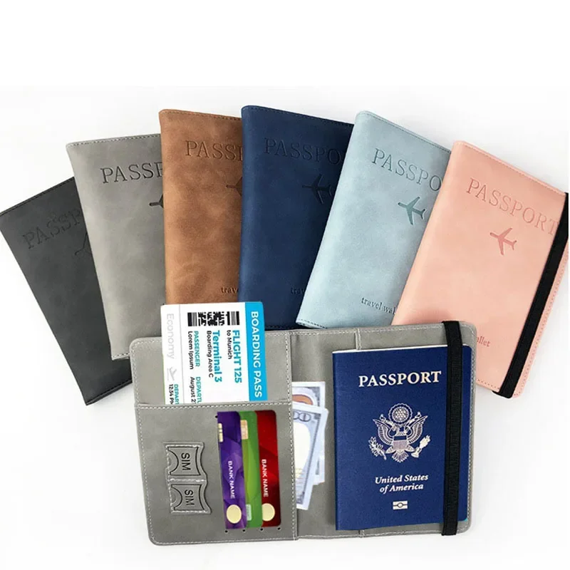 Women Men Vintage Business Passport Covers Holder Case Multi-Function ID Bank Card PU Leather Wallet Case Travel Accessories