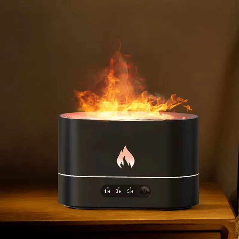 Kinscoter Ultrasonic Aroma Flame Humidifier LED Blue Light 250 Ml Essential Oil Flame Diffuser