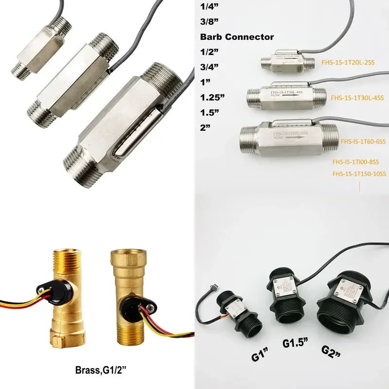 DN8/DN10/DN15/DN20/DN25/DN32/DN40/DN50 SUS304 Turbine Water Flow Meters 1~150LPM/Hall Effect Magnetic Liquid Flow Sensors