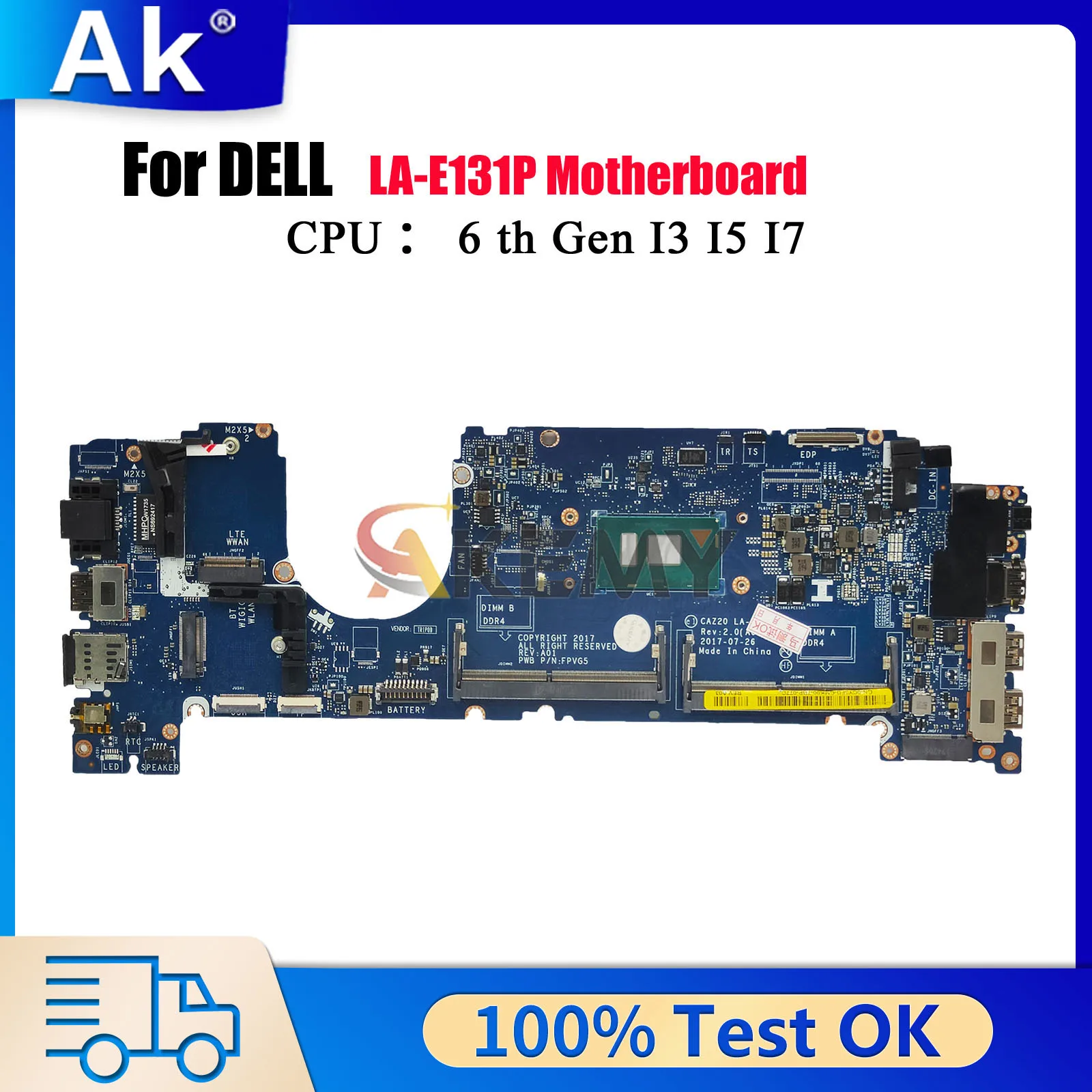 

Материнская плата LA-E131P для Dell Latitude 7480 с процессором i5 i7 6/7, 04GTKN 0N480V 0CXWHP 08FCRX 0F48ND протестирована в порядке