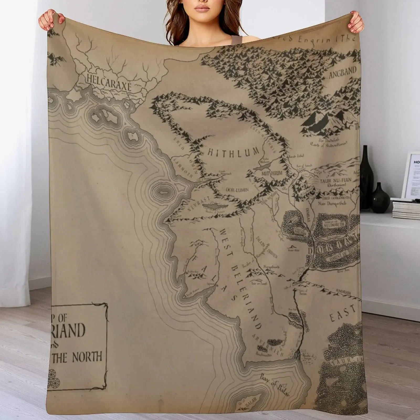 

Map of Beleriand Throw Blanket Bed linens Luxury St Giant Sofa manga Blankets