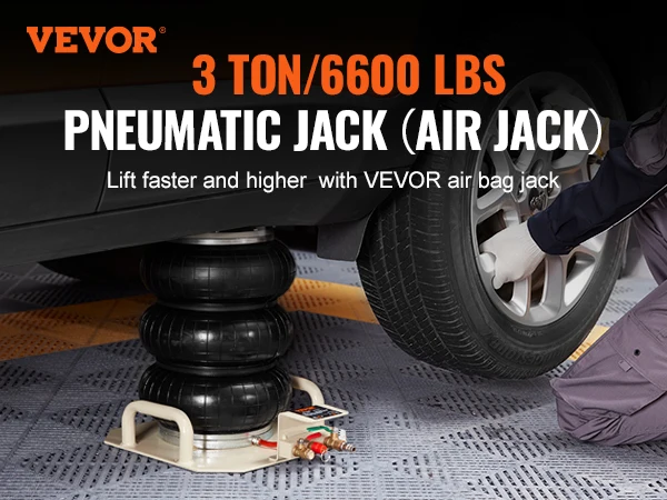 VEVOR Air Jack 3 Ton Triple Bag Air Jack Airbag Jack Fast Lifting Pneumatic Jack with Side Handles for Car Garage Repair