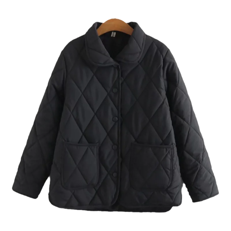 

Lightweight Cotton Jaet Women's Loose Faionable Winter Outerwear plus Size Mommy Pure Color Mid-aged Ladies Coat