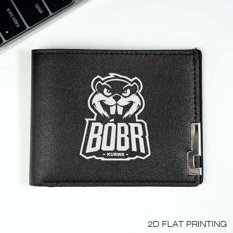 BOBR KURWA Cartera de cuero PU premium Diseño minimalista para hombres Ligero Durable Transporte diario Estilo de negocios