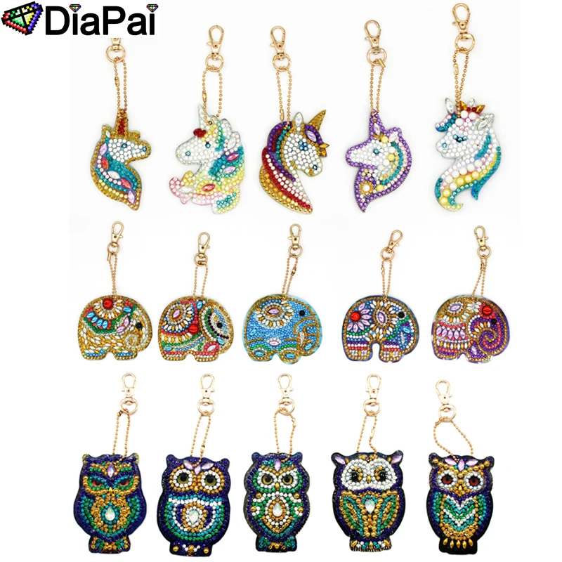 DIAPAI 5D Diamond Painting Keychain Special Rhinestone Embroidery Pendant DIY Craft Kits Cross Stitch Key Chain Accessories