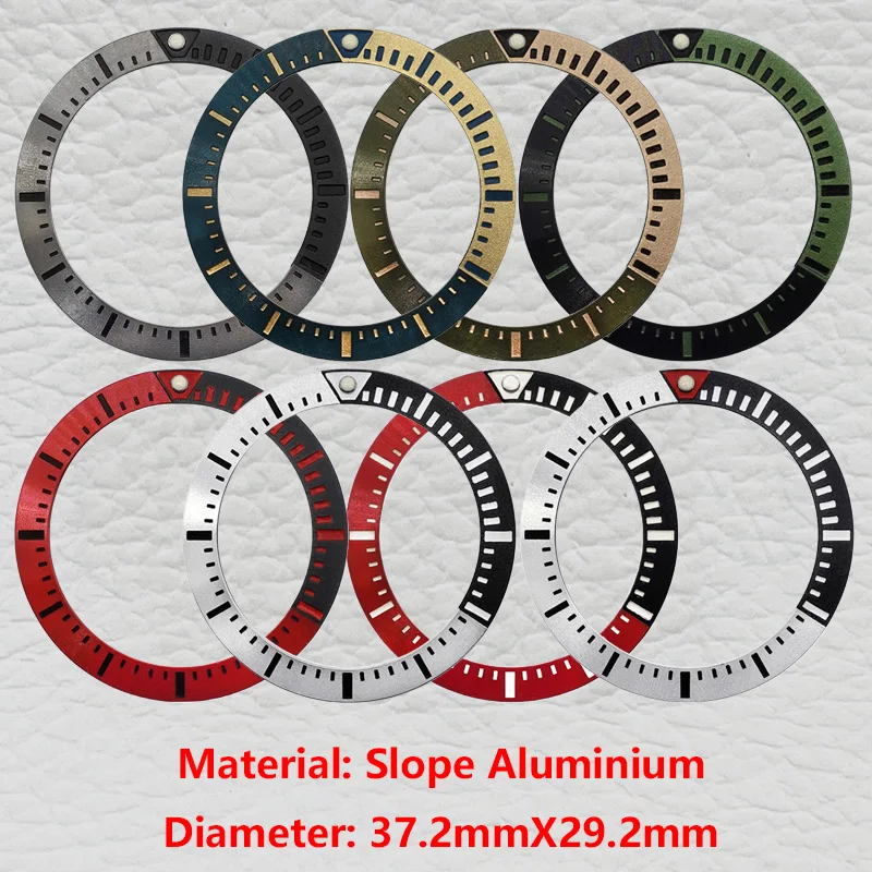 Mod 37.2mm*29.2mm SKX Aluminum Bezel Insert Ring Fits 20ATM Waterproof NH35 Men Diving Watches Accessories Parts Customized