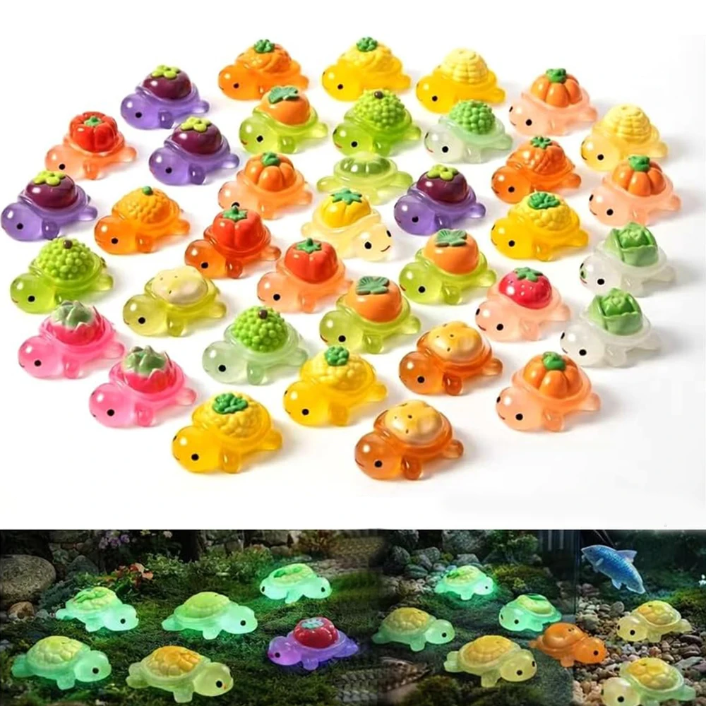 Mini tartarugas de resina que brilham no escuro, 10/20/30 peças, miniatura para jardim de fadas, paisagens, casa de bonecas, decoração de casa