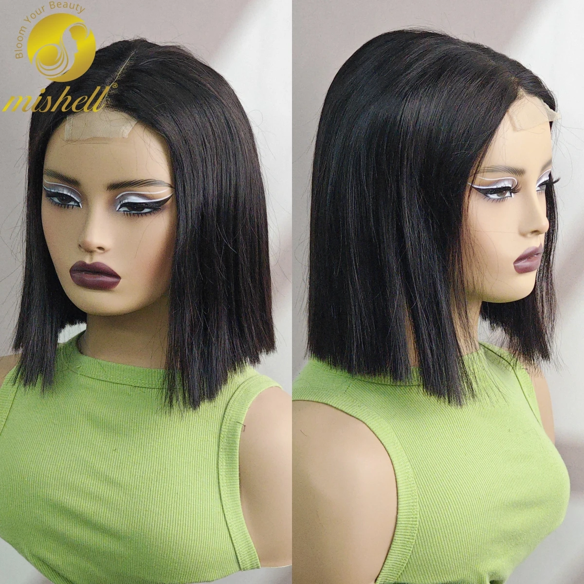 

Straight Bob Wig Natural Color 180% Density Human Hair Wig 2x6 Lace Short Straight Colored Bob Wig PrePlucked Brazilian Hair Wig