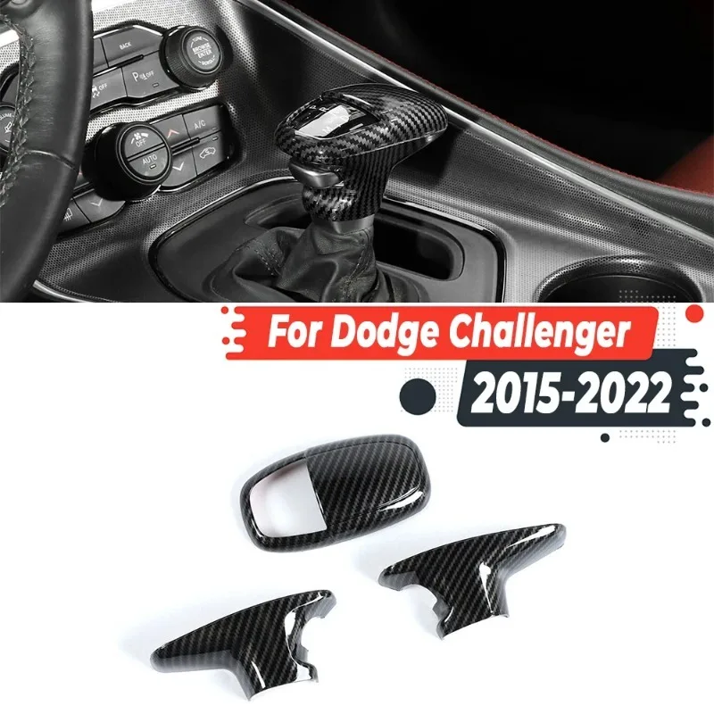 

Carbon Fiber Look Car Gear Shift Decoration Cover Gear Shift Handle Sticker Trim For Dodge Charger/Challenger 2015+/Durango 2018