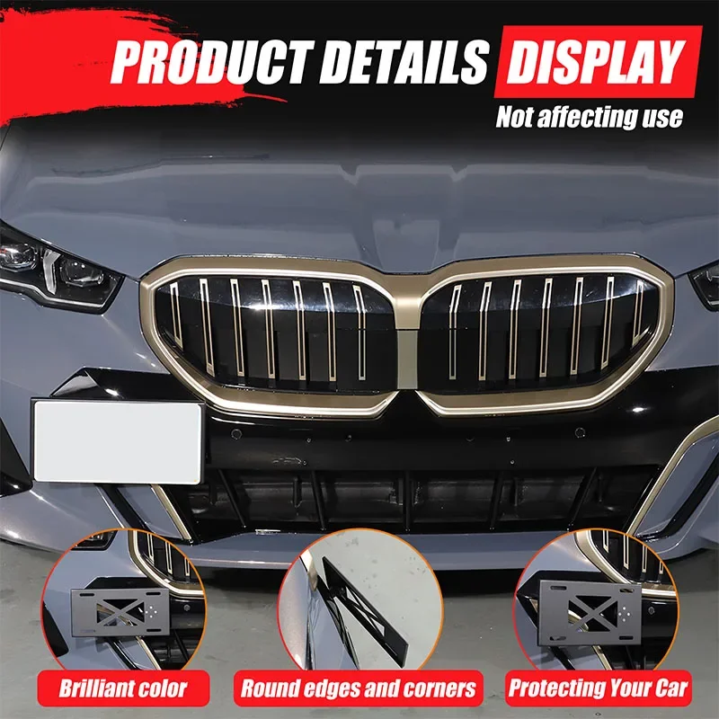 

For BMW 5 Series I5 G60 2024 Aluminum Alloy Black Car Front Bumper License Plate Holder Car Accessories