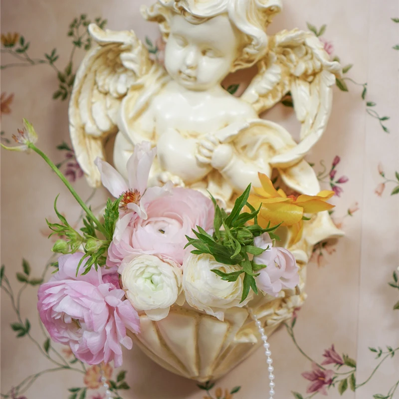 Vintage Ornaments European White Angel Embossed Resin Photo Frame Picture Frame Home Homestay Wall Decoration Pendant Gifts