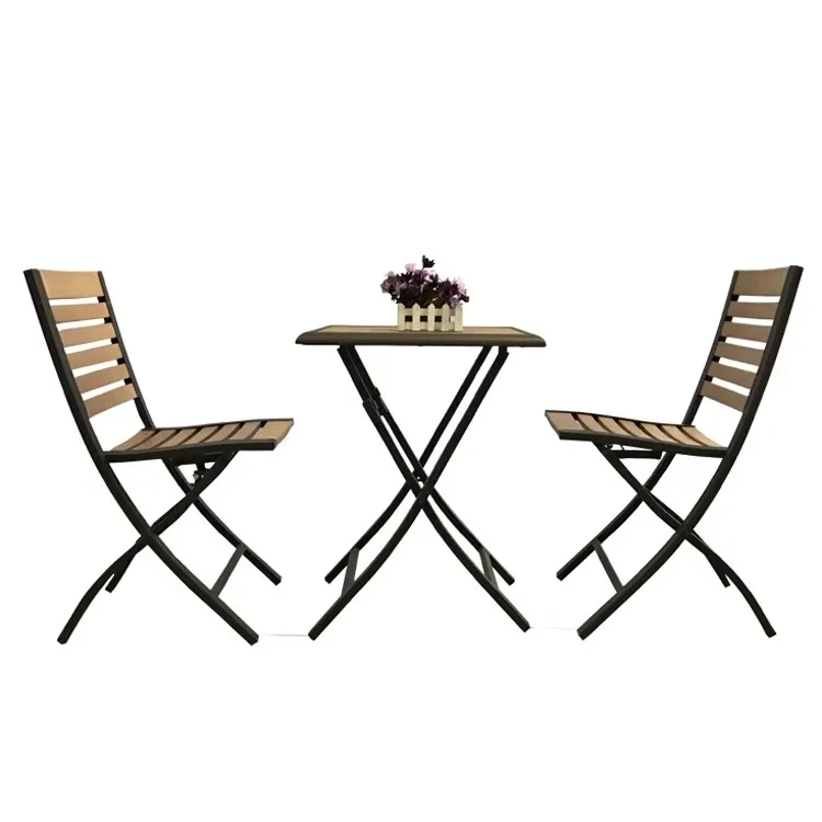 Modern Aluminum Patio Table Folding Chair Set Outdoor Furniture For Villa & Park Use Waterproof 2-Seater