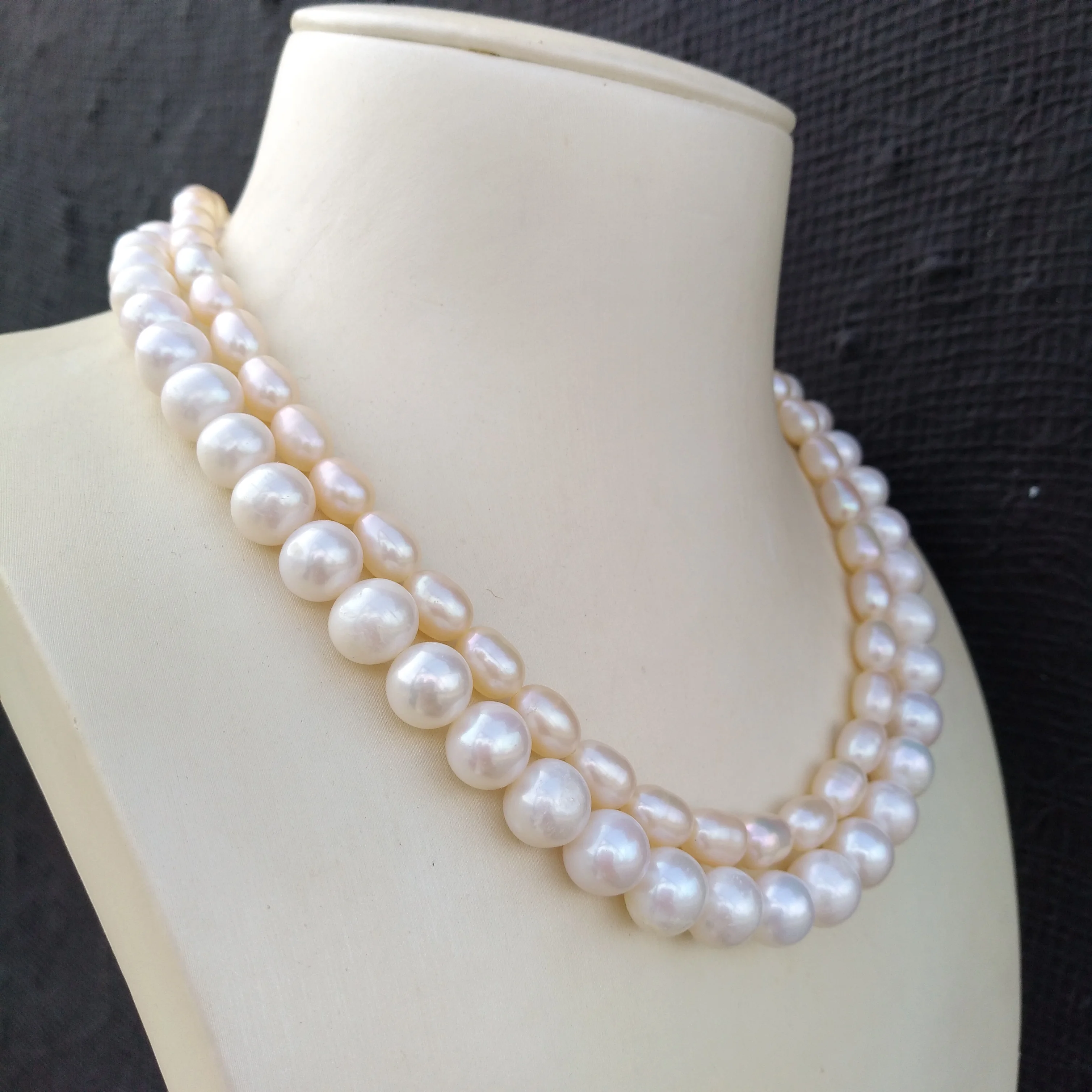 

2row Genuine South Sea White Pink Pearl Necklace Videos And Pictures Are All Taken In Kind.