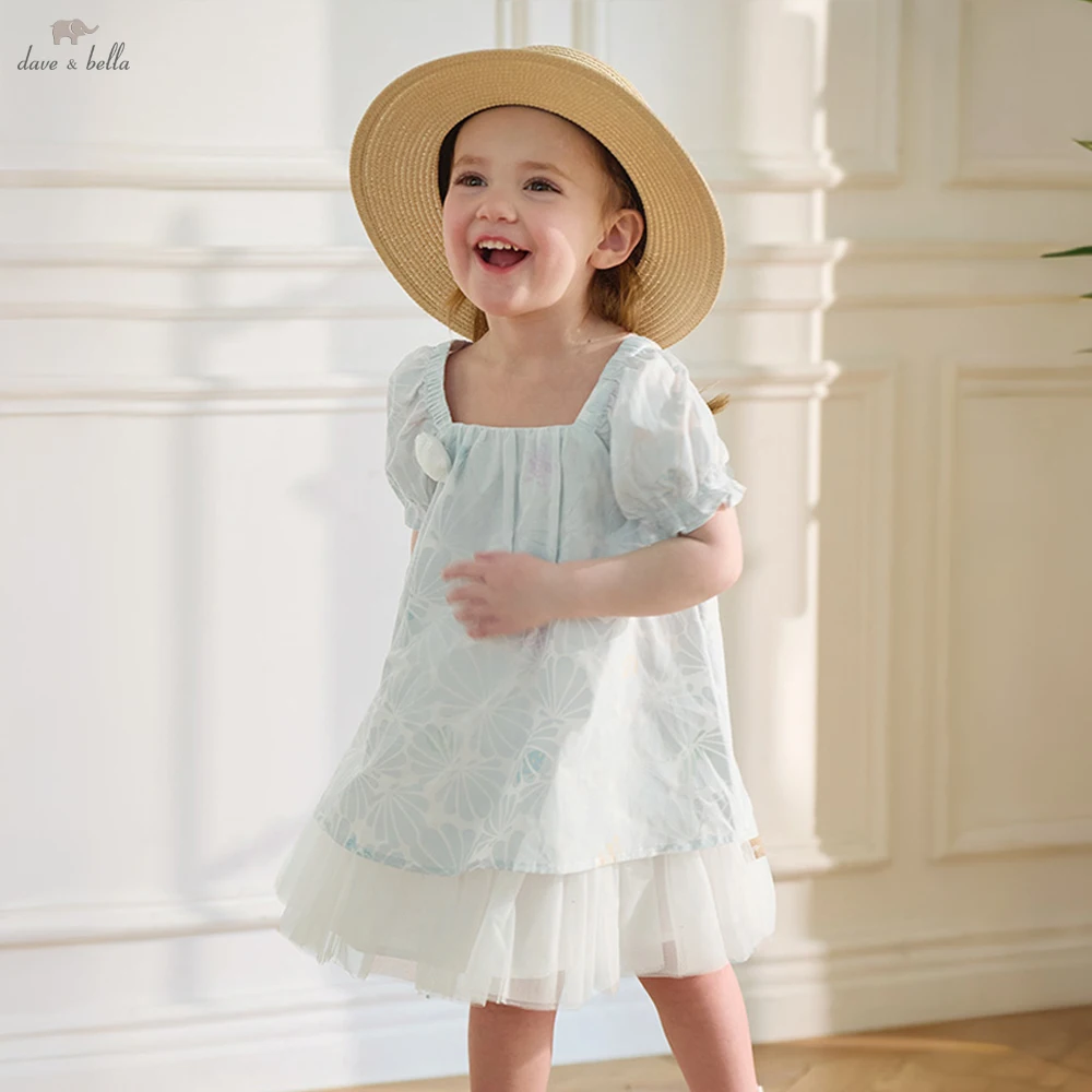 

Dave Bella Girls Sweet Printed Dress Summer Princess Mesh Dresses Kids Clothing Charm Party Children Elegant Fashion DB2262185