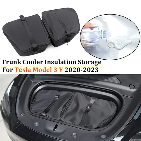 Tesla Model 3 Y 20-23 주최자 가방 용 Frunk 쿨러 절연 보관함 스트랩이있는 전면 트렁크 야외 피크닉 자동차 액세서리