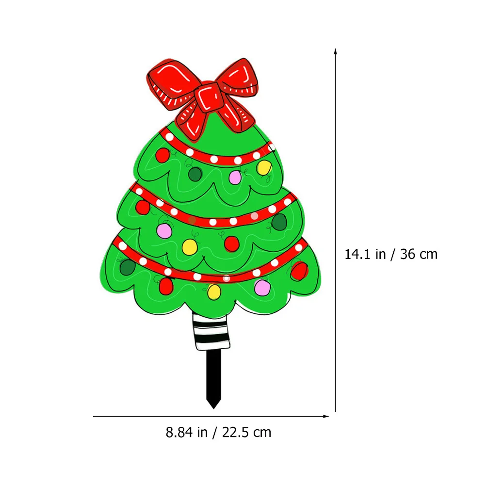 

Christmas Tree Decoration Cartoon Holiday Sign Outdoor Plastic Stake Decor Easy to Insert Realistic Festive Atmosphere