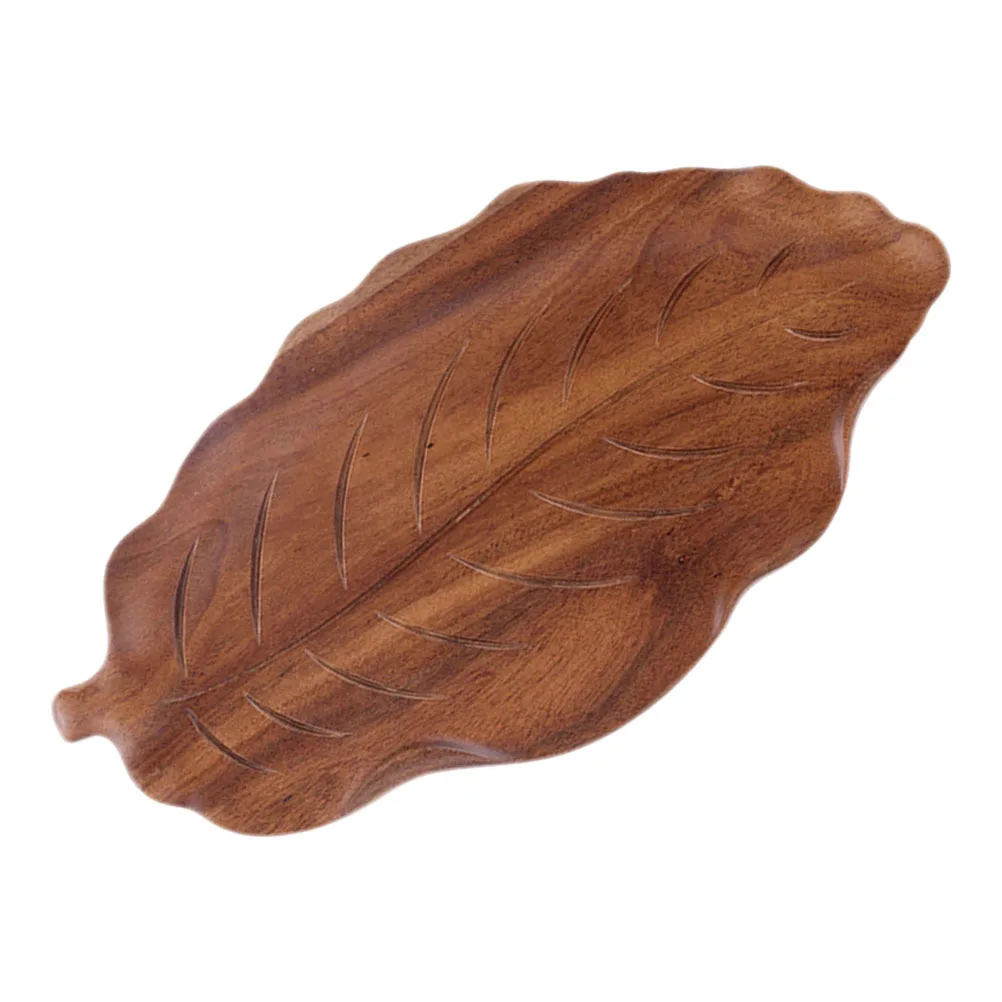

Solid Wood Leaf Natural Grain Food Serving Platter For Tea Desserts Fruits Appetizers Decorative Tray Snack Plate Wooden