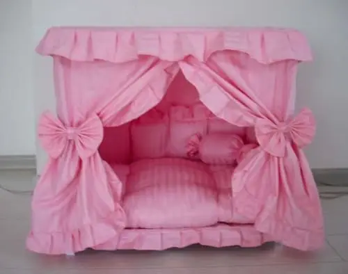 RAIN Princess Pink Pet Dog Handmade Bed House+1 Candy Pillow (L)