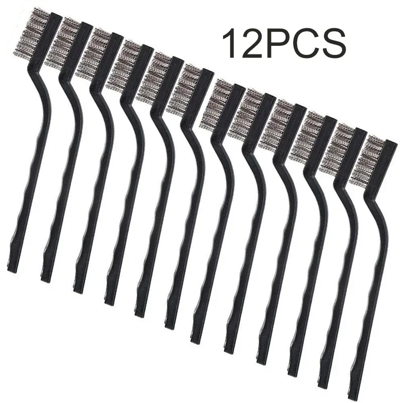 12PCS Mini Stainless Steel DIY Paint Rust Remover Removal Industrial Stainless Steel Toothbrush Cleaning Wire Brushes