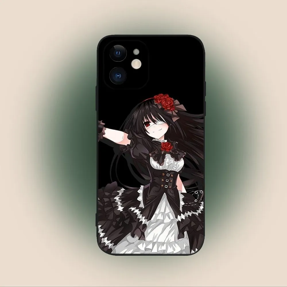 Date A Live Kurumi Tokisaki Phone Case For iPhone 15,14,13,12,11,Plus,Pro Max,XS,X,XR,SE,Mini,8,7 Soft Silicone Black Cover