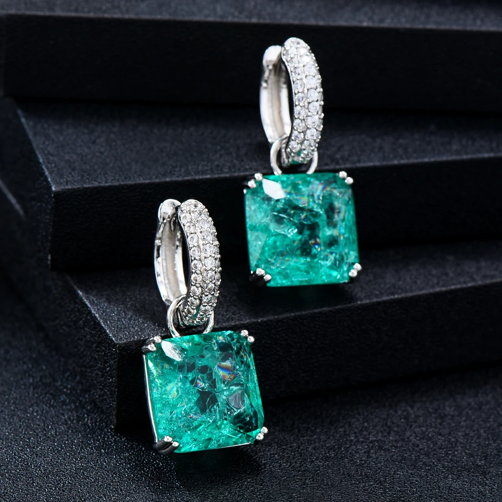 

Soramoore Trendy Cute Square Earrings For Women Wedding Cubic Zircon Indian Dubai Bridal Earrings Costume Jewelry Daily Party