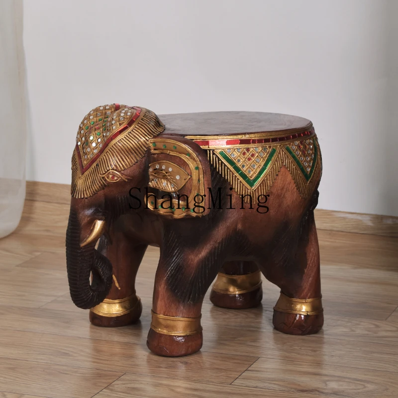 FGgood-looking  solid wood stool household living room elephant animal stool door shoe change bench Chinese low stool