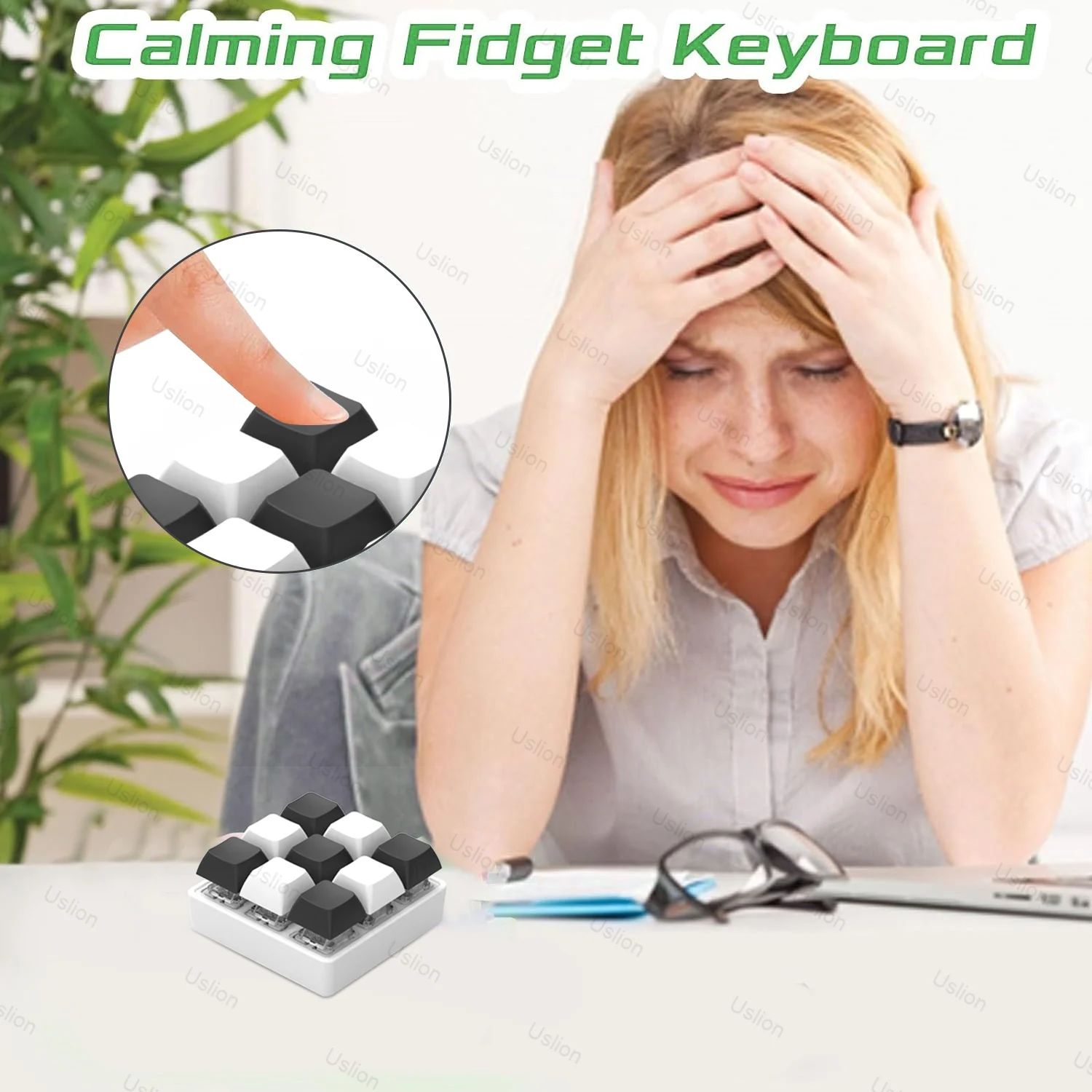 9 Keys Keyboard Caps Toy Press Stress Relief Fidget Button Key Caps Fidget Keyboard Toys Finger Keyboard Key Toy