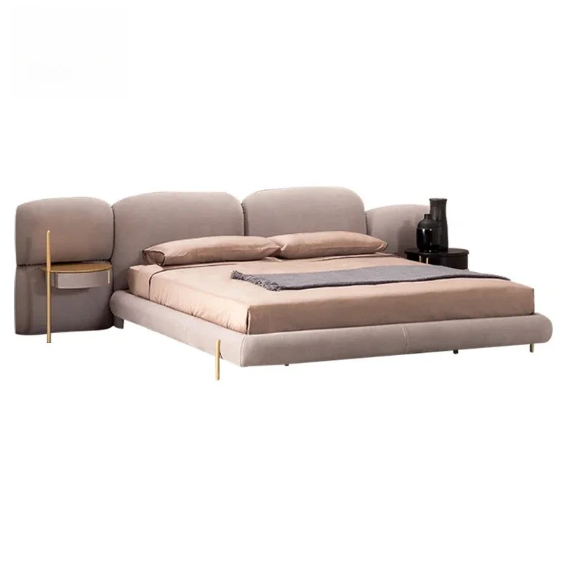 

Italian leather bed, bedroom 1.8 meters double bed, frosted leather