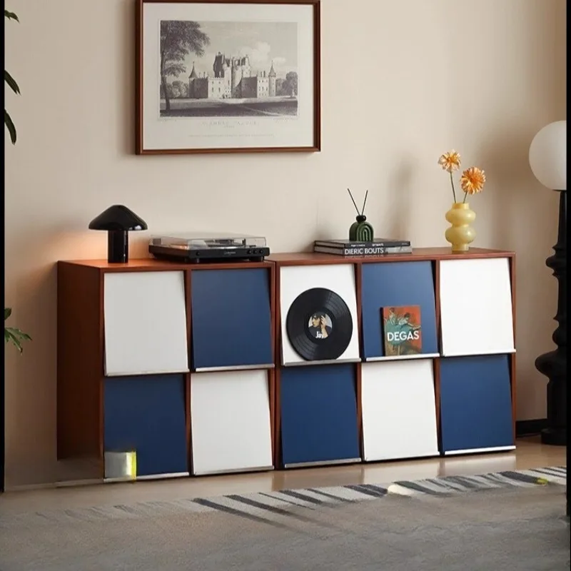 Solid wood bookcase Bauhaus combination module cabinet antique dining side cabinet household floor cabinet