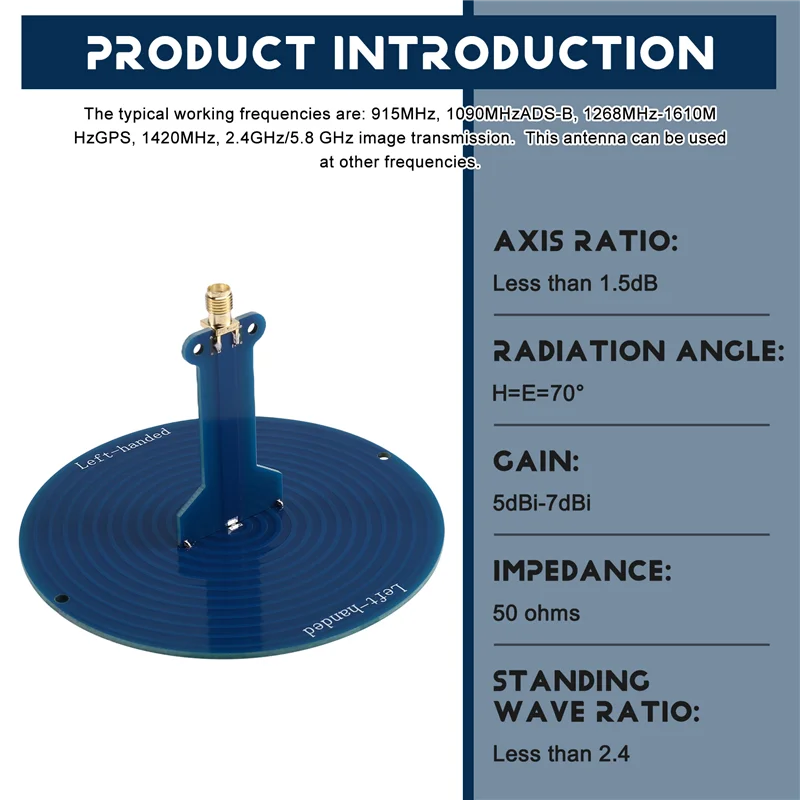 ABKQ-UWB هوائي واسع النطاق 120 ميجا هرتز-6 جيجا هرتز 10 سنتيمتر SMA للعثور على الاتجاه تحليل الطيف قياسات النطاق العريض