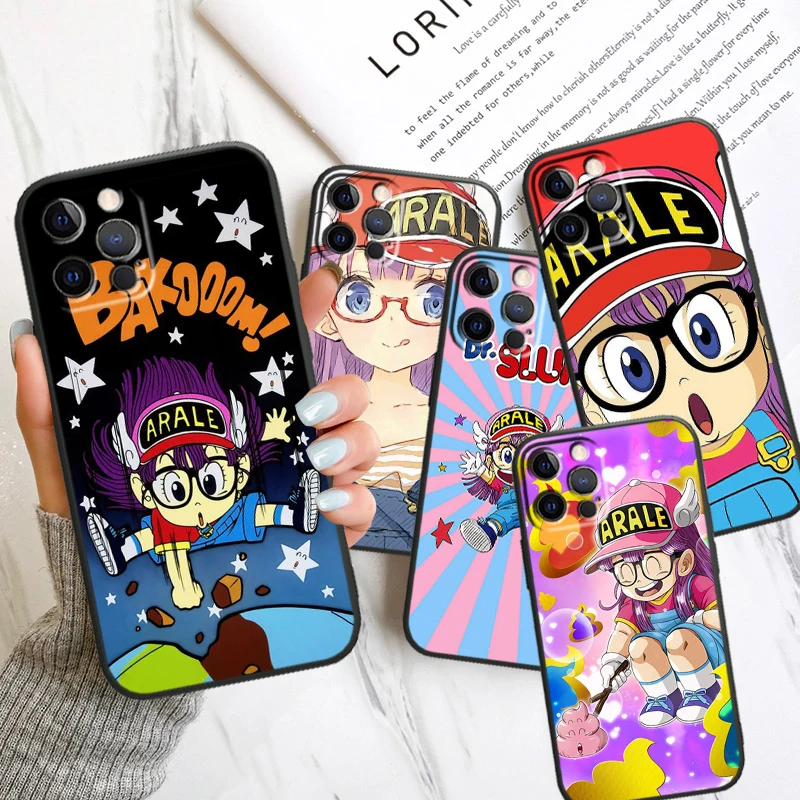 Anime Dr Slump Arale Apple iPhone Case For 15 14 13 12 11 Mini XS XR X 6S 6 Pro Max Plus Black Soft Cover