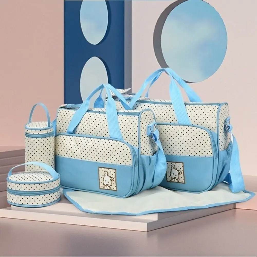 

5Pcs/Set Large Capacity Baby Bag for Mom Changing Pad Built-in Diaper Pad Newborn Accessories Bag Multifunctional Fashion