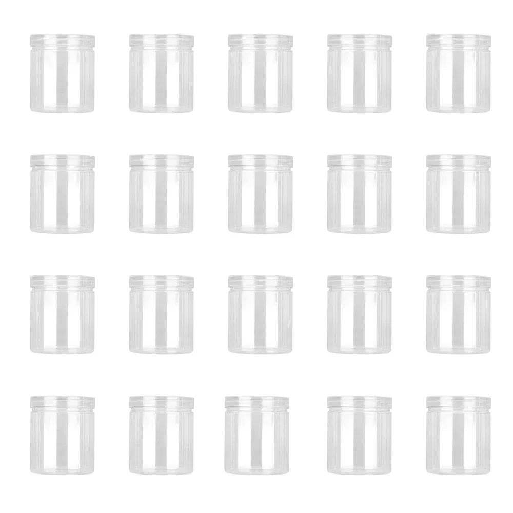 

20 шт. пластиковых банок по 500 мл с крышкой, герметичные контейнеры из ПЭТ, пустые емкости для пищевых продуктов, прозрачные контейнеры для хранения, для путешествий