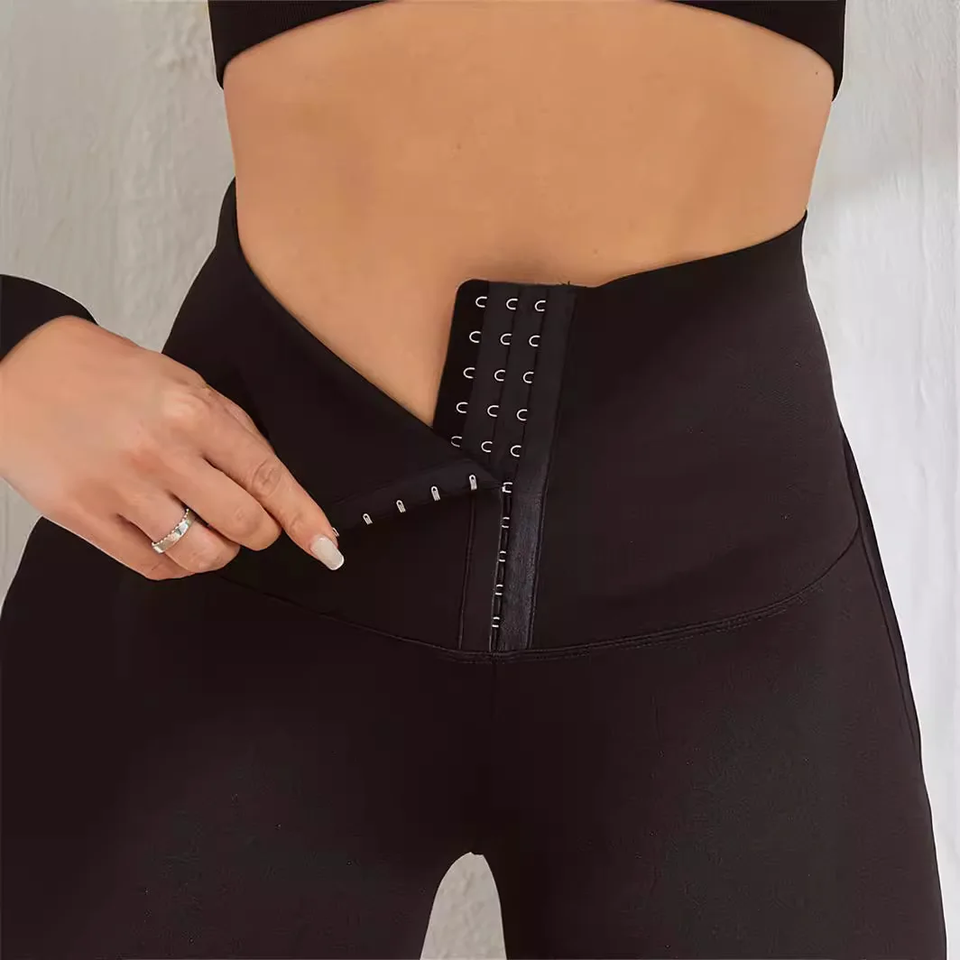 Women Yoga Fitness Pants 2026 New Women's Double Breasted Yoga Leggings High Waist Tummy Control Butt Lifting Slim Stretch Pants