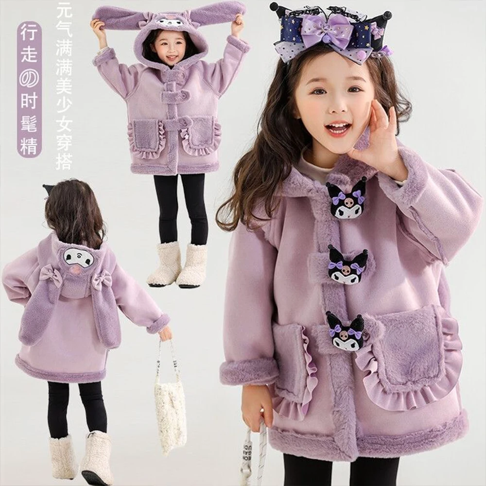 

Sanrio мультфильм аниме для девочек Kuromi одежда утолщенный свитер Kawaii осень зима новая теплая куртка корейские согревающие модные топы