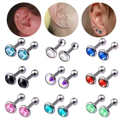 2Pcs 3/4/5Mm Crystal Stud Earring Screw Back Stainless Steel Cz Zircon Earrings Men Women Ear Cartilage Piercing Body Jewelry